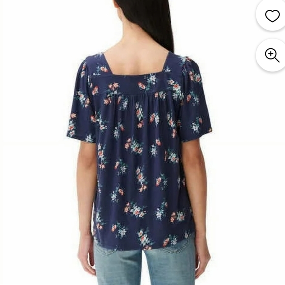 Lucky Brand Women's L Floral Squareneck Top - Picture 3 of 8